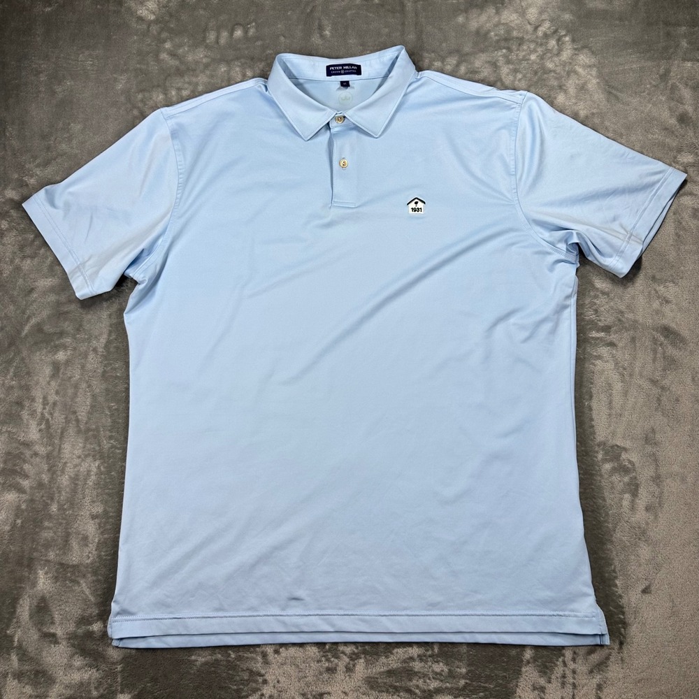 Peter Millar Crown Crafted Mens XL Light Blue Performance Polo Shirt MS19EK500S